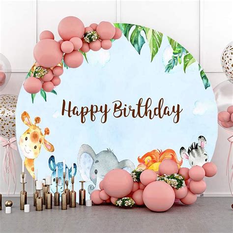 Buy Leowefowa Wild One Baby Boy 1st Birthday Round Backdrop 3x3ft