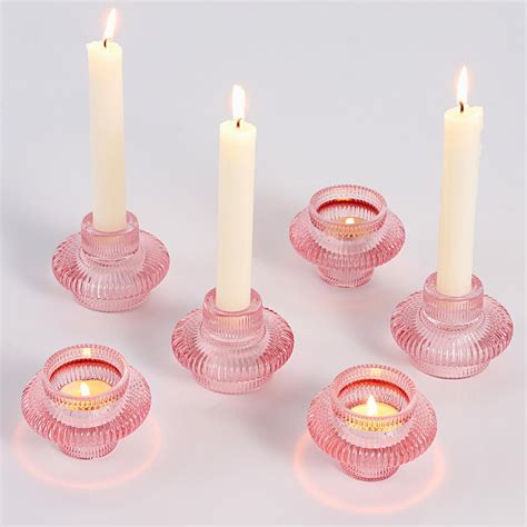 Glass Candle Holders Set Of 6 Taper Candle Holders Tea Light Candle Holders Candlestick