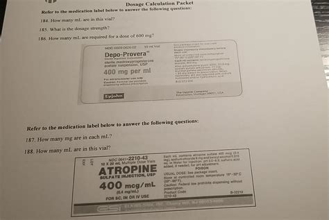 Solved Dosage Calculation Packet Refer to the medication | Chegg.com