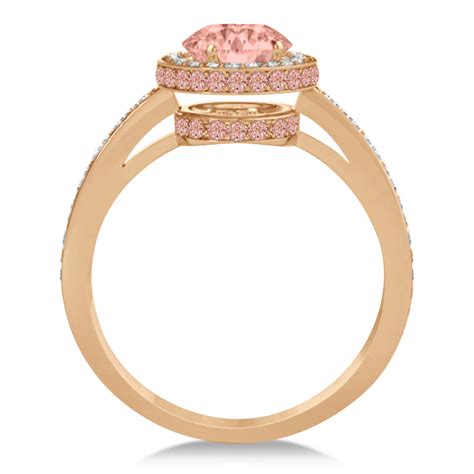 Oval Morganite And Diamond Halo Engagement Ring 14k Rose Gold 2 30ct