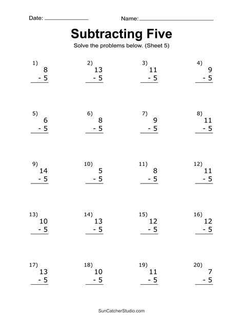 Subtraction Worksheets Free Printable Math Drills Diy Projects