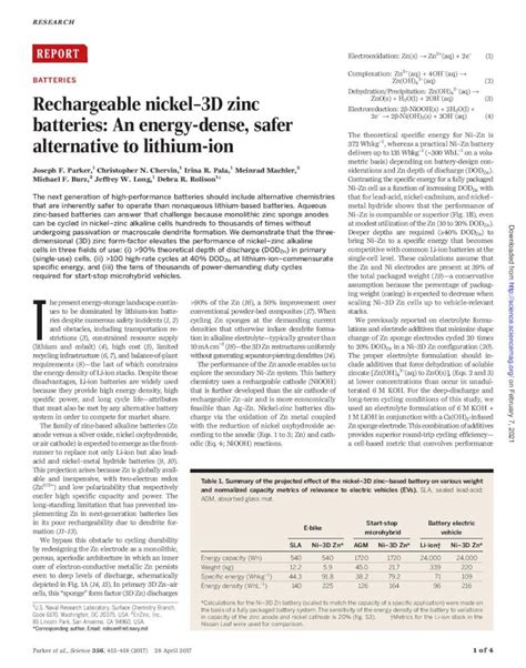 Pdf Batteries Rechargeable Nickel D Zinc Batteries An Energy