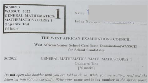 Wassce 2022 September General Mathematics Paper 1 Questions 1 To 50 Youtube