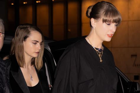 Taylor Swift Black Alaia Mini Dress For Girls Night Out In New York City