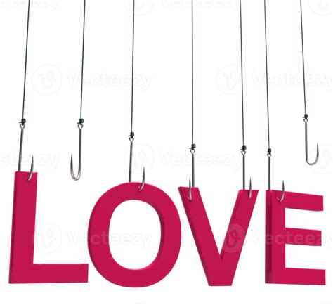 Love Text Hanging On A Fishing Hook 18914714 Png