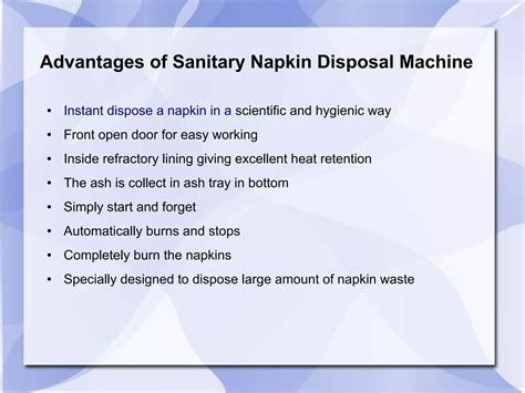 All About Sanitary Napkin Disposal Machine Ppt