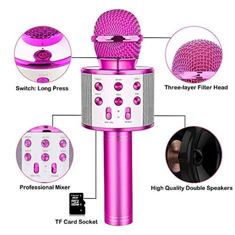 Kids Karaoke Microphone Wireless Bluetooth Mic Handheld Children Toy ...