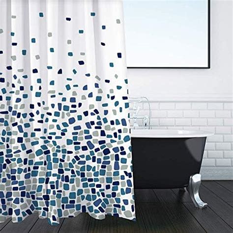 Ansio Shower Curtain Mould And Mildew Resistant Mosaic Blue 180 X