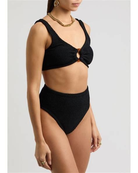 Hunza G Nadine Seersucker Bikini In Black Lyst