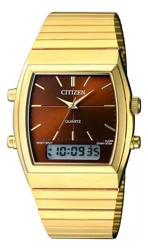 Relógio de pulso Citizen JM054256X corpo dourado analógico digital