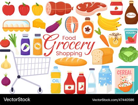 Food grocery store shopping with foods items Vector Image