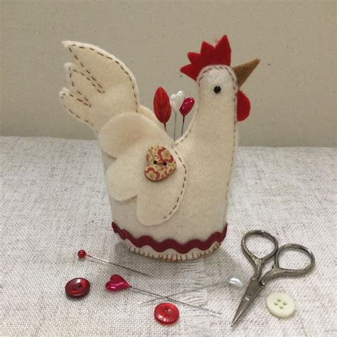 Chicken Pin Cushion Handmade Pincushion Felt Chicken Pin