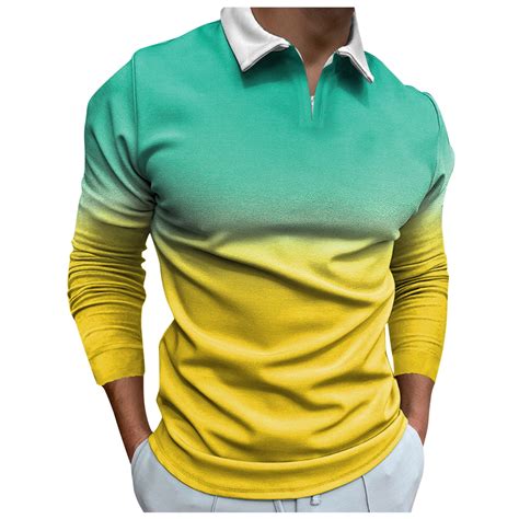 B91xz Golf Shirts For Men Long Sleeve Polo Shirts Casual Slim Fit Solid Soft Cotton Pocket Shirt