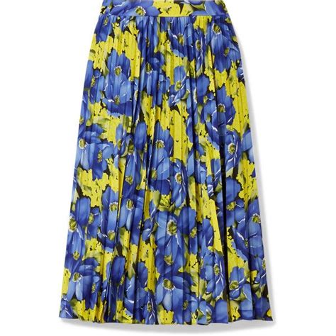 Balenciaga Pleated Printed Crepe De Chine Skirt Idr Liked