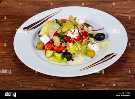 Traditional Greek salad with feta cheese Stock Photo - Alamy