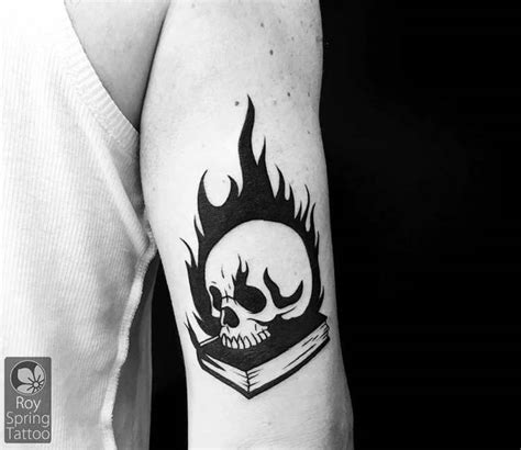 Burning Skull tattoo by Roy Tsour | Photo 23058