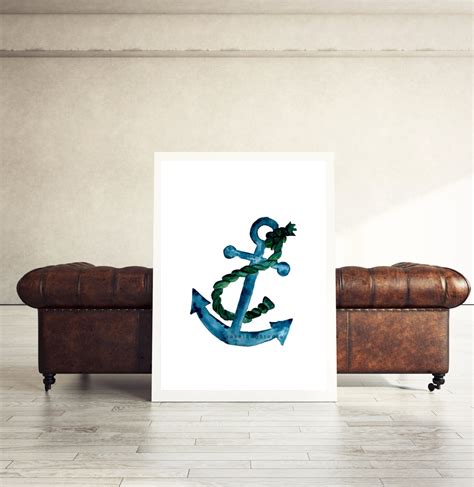 Anchor Painting Watercolor Nautical Art Nautical Home Decal - Etsy