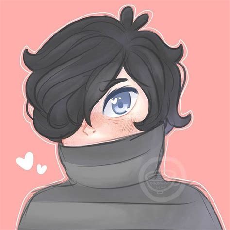 A Drawing Of A Person With Black Hair And Blue Eyes Wearing A Hoodie