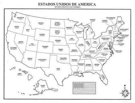 Mapa Estados Unidos De America Divisi N Pol Tica Con Nombres En Venta