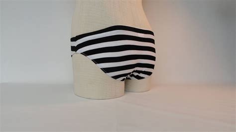 Blackandwhite Striped Polyesterandspandex Jersey Knit Briefs Black