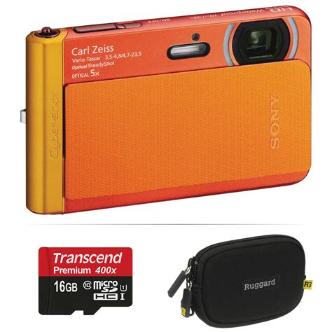 Sony Cyber Shot DSC TX30 Digital Camera Basic Kit Orange B H