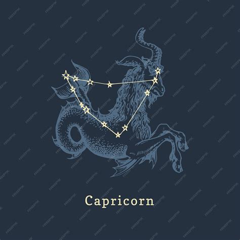 Premium Vector Zodiac Constellation Of Capricorn And Its Symbol In