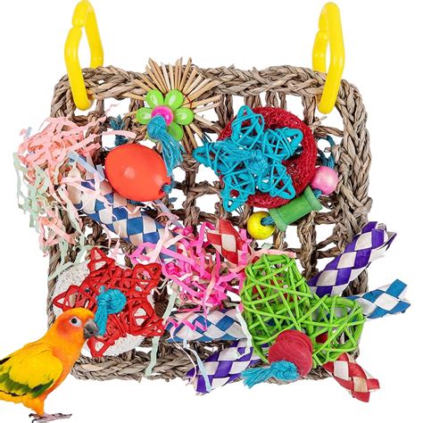 Bird Toys, Bird Foraging Wall Toy, Edible Seagrass Woven Climbing ...