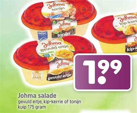 Johma Salade Gevuld Eitje Kip Kerrie Of Tonijn Aanbieding Bij Dagwinkel