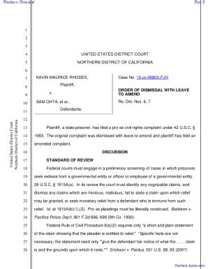 Fillable Online Order Of Dismissal With Leave To Amend By Judge Phyllis