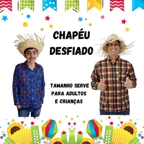 Chapéu Palha Desfiado Festa Junina Caipira Adulto E Infantil Mebuscar