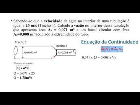 Hidrodinâmica Cálculo de vazão e equação da continuidade YouTube