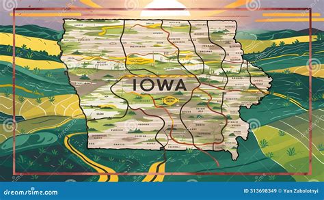 Iowa State Map In The United States Concept Map Of Iowa United States