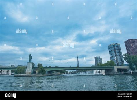 France, Paris 25.08.2023 Eiffel tower and Historical landmark, Statue ...