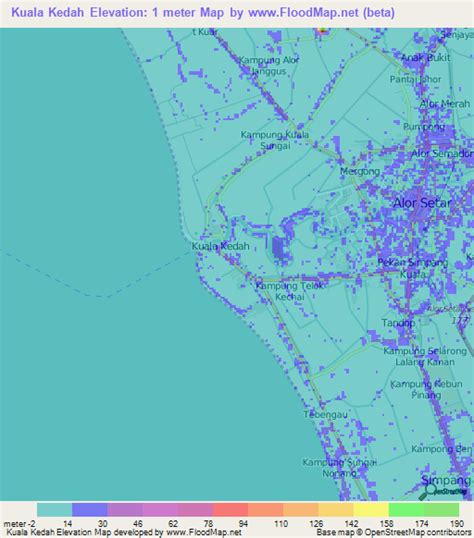 Elevation Of Kuala Kedahmalaysia Elevation Map Topography Contour