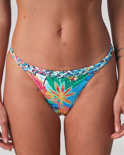 Riachuelo Biqu Ni Calcinha String Tropical Azul Dript By Riachuelo