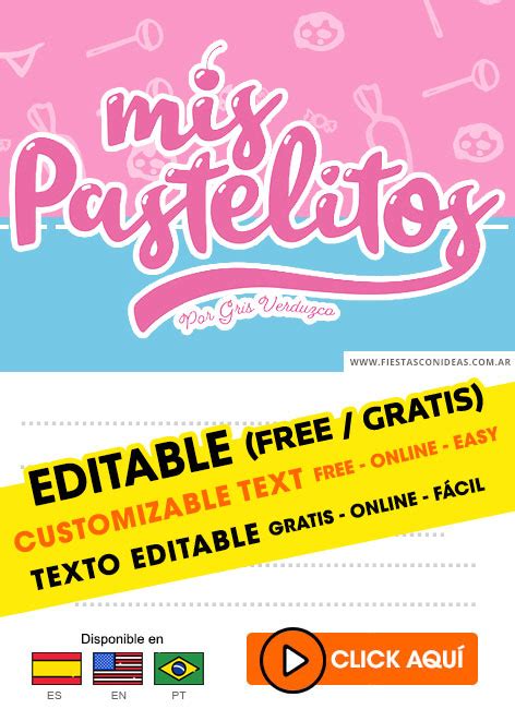 6 INVITACIONES De MIS PASTELITOS Gratis Free Para Editar Imprimir