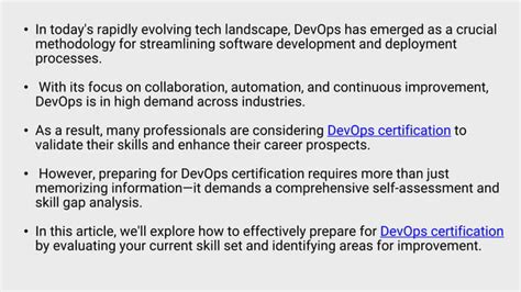 Preparing For Devops Certification Self Assessment And Skill Gap