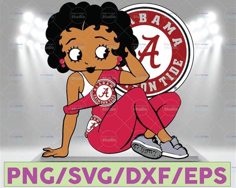 Betty Boop With Alabama Crimson Tide PNG File NCAA Png Etsy