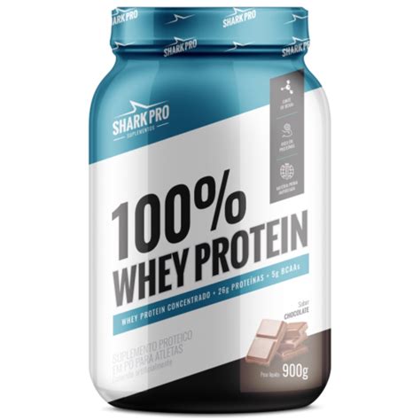 Whey Protein 100 Concentrado Shark Pro Sabor Chocolate 900g Shopee