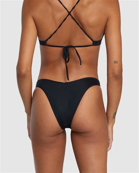 Rvca Solid V Medium French Bikini Bottom Black Surfstitch