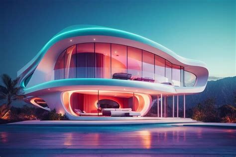 La Fachada De Una Casa Futurista Moderna Concept Villas En Gráficos