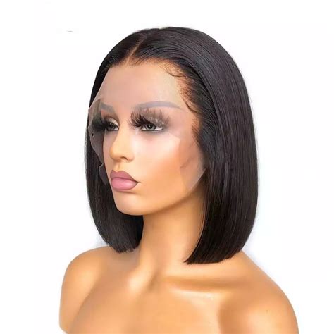 Brazilian Bone Straight Hair Middle Part Short Bob Wig 13x5x2 Mnacworld