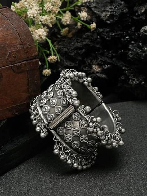 Celebrity Inspired Oxidized Silver Cuff Bracelet Banglecuff Etsy