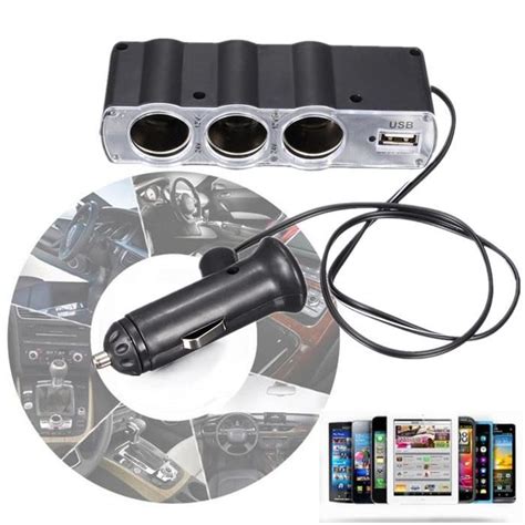 NEUFU Multiprise Allume Cigare 3 Prise USB Voiture Chargeur