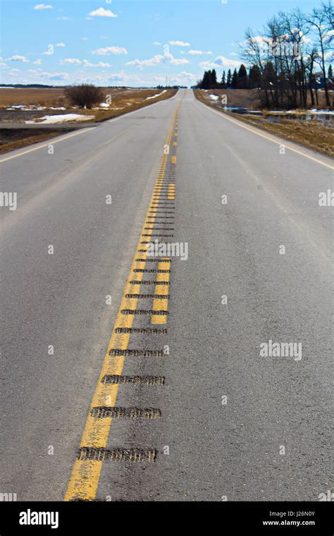 Rumble Strips Engraved Into A Secondary Highway Stock Photo Alamy