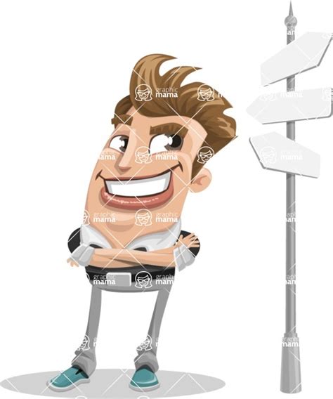 Funny Man Cartoon Vector Character 112 Illustrations Crossroad