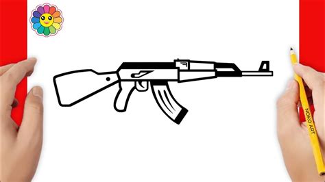 How To Draw Ak 47 Easy Step By Step Tutorial How To Draw A Gun Easy