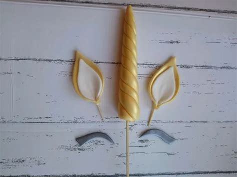 3D GOLD UNICORN HORN EARS EYES CAKE TOPPER DECORATION EDIBLE 13 00