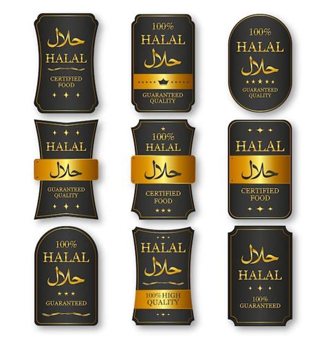 Premium Vector Set Of Halal Food Labels Gold And Black Color