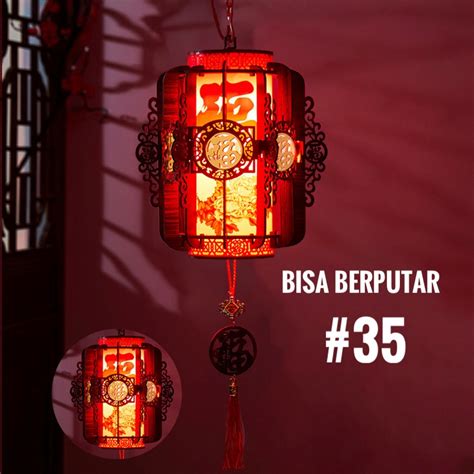 Jual Lampion Lampu Imlek Besar Listrik Led Bisa Putar Derajat Red